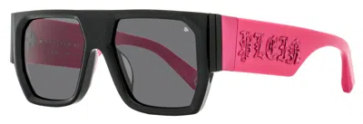 PHILIPP PLEIN PHILIPP PLEIN MEN'S MASTER OVERSIZE SUNGLASSES SPP094M 700F BLACK/PINK 54MM