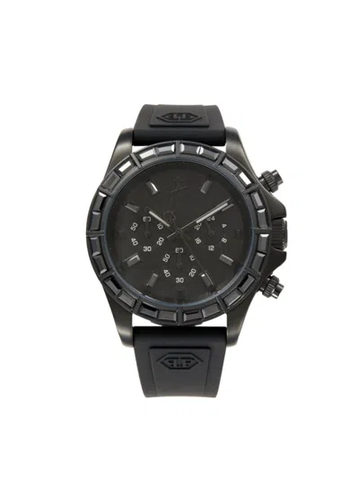 Philipp Plein Men's Nobile Racing 43mm Stainless Steel Case & Silicone Strap Chronograph Watch In Black