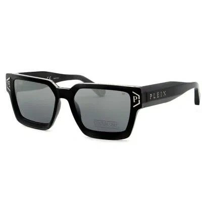 Pre-owned Philipp Plein Men Sunglasses Black Silver Square Spp005m-700x-57