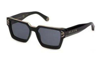 Pre-owned Philipp Plein Men Sunglasses Black Square Spp005m-0700 Gray Lens