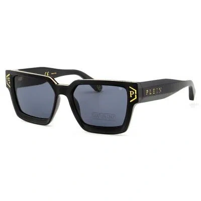 Pre-owned Philipp Plein Men Sunglasses Black Square Spp005m-0700 Gray Lens