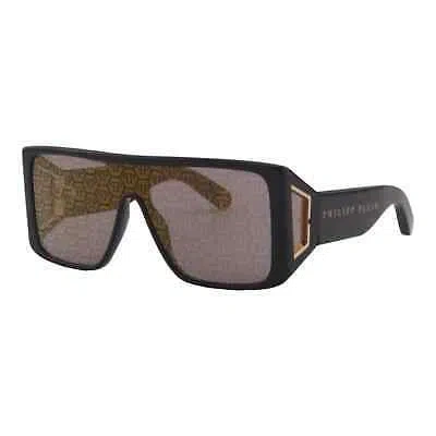 Pre-owned Philipp Plein Men Sunglasses Gold Gray Monogram Spp014w-700g Mirrored Lenses