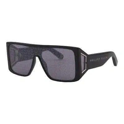 Pre-owned Philipp Plein Men Sunglasses Spp014w-700l Silver Gray Monogram Mirrored Lenses