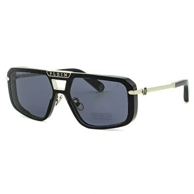 Pre-owned Philipp Plein Men Sunglasses Sqaure Black Silver Spp008m-0700 Gray Lens