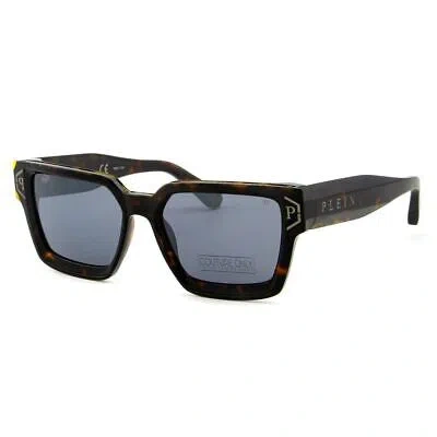 Pre-owned Philipp Plein Men Sunglasses Square Havana Brown Spp005m-722x-57 In Silver