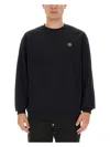 Philipp Plein Oversize Rhinestone Logo Sweatshirt With Ribbed Cuffs And Hem In Black
