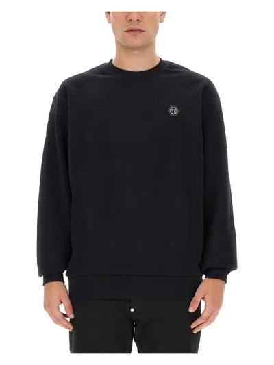 PHILIPP PLEIN MEN'S SWEATSHIRT WITH RHINESTONE LOGO