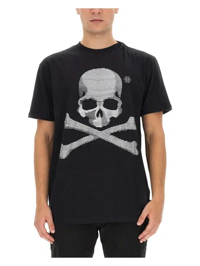 PHILIPP PLEIN MEN'S T SHIRT WITH RHINESTONES