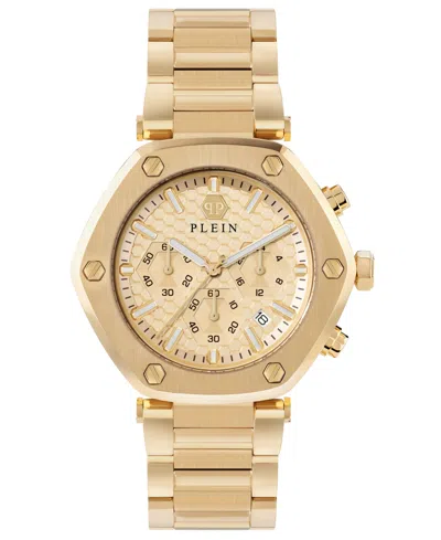 PHILIPP PLEIN MEN'S THE HEXAGON CHRONOGRAPH GOLD-TONE STAINLESS STEEL BRACELET WATCH 42MM