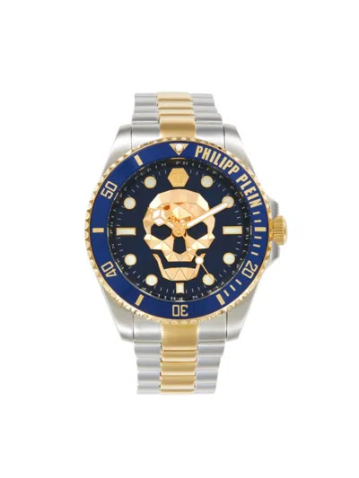 Philipp Plein Men's The $kull Diver 44mm Two Tone Stainless Steel Bracelet Watch In Gold