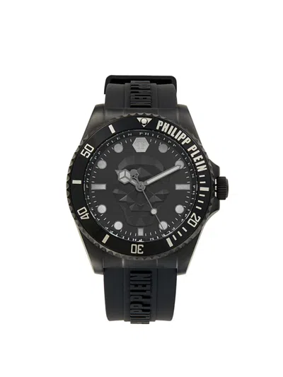Philipp Plein Men's The Skull Diver 44mm Ip Black Stainless Steel Case & Silicone Strap Watch