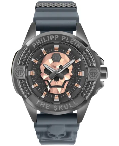 PHILIPP PLEIN MEN'S THE SKULL GRAY SILICONE STRAP WATCH 44MM