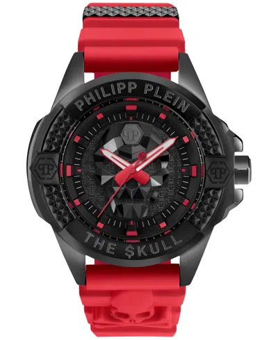 Philipp Plein Men's The Skull Red Silicone Strap Watch 44mm In Black