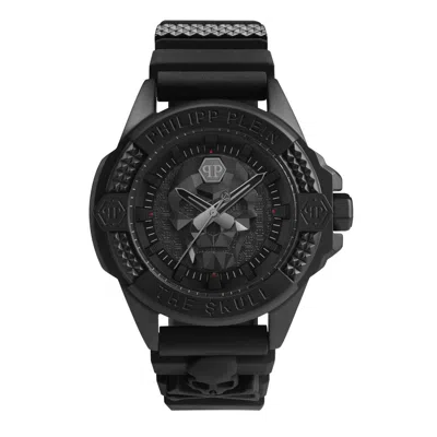 Pre-owned Philipp Plein Men's Watch Analog Quartz $kull Black Pwaaa0721 Silicone