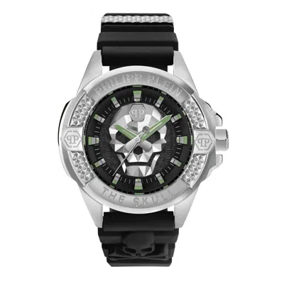 Pre-owned Philipp Plein Men's Watch Analog Quartz $kull Silver Pwaaa0121 Silicone