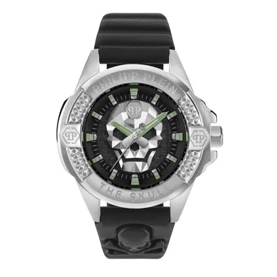 Pre-owned Philipp Plein Men's Watch Analog Quartz $kull Silver Pwaaa0321 Leather