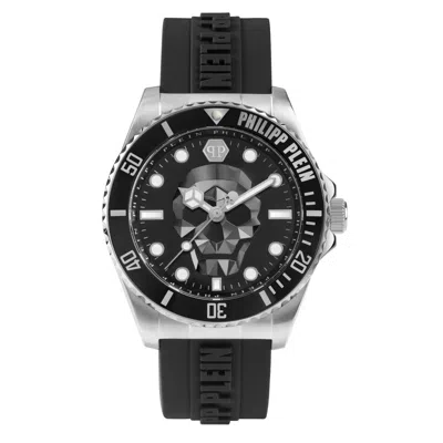 Pre-owned Philipp Plein Men's Watch Analog Quartz The $kull Diver Pwoaa0122 Silicone