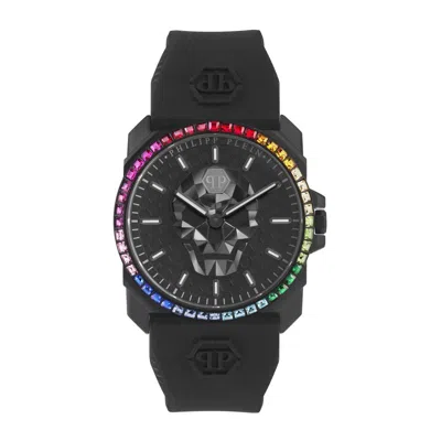 Pre-owned Philipp Plein Men's Watch Analog Quartz The $kull King Black Pwlaa0522 Silicone