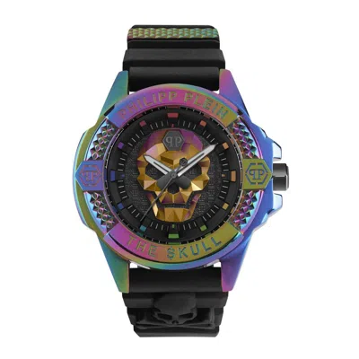 Pre-owned Philipp Plein Men's Watch Analog Quartz The $kull Rainbow Pwaaa2123 Silicone