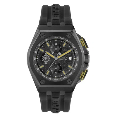 Pre-owned Philipp Plein Men's Watch Chrono Quartz Plein Extreme Black Pwgaa0221 Silicone