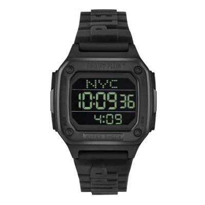Pre-owned Philipp Plein Men's Watch Digital Quartz Hyper Shock Black Pwhaa0221 Silicone