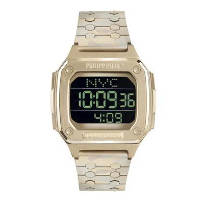 Pre-owned Philipp Plein Men's Watch Digital Quartz Hyper Shock Gold Camo Pwhaa1021 Steel
