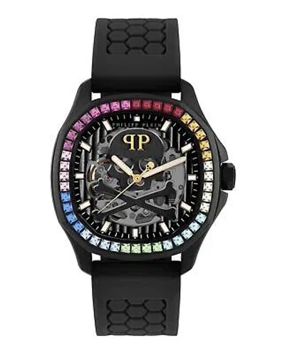 Pre-owned Philipp Plein Mens Black 42mm Strap Fashion Watch