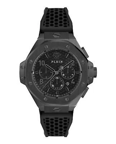 Pre-owned Philipp Plein Mens Black 46mm Strap Fashion Watch