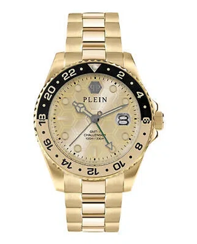 Pre-owned Philipp Plein Mens Gmt-i Challenger Gold 44mm Bracelet Fashion Watch