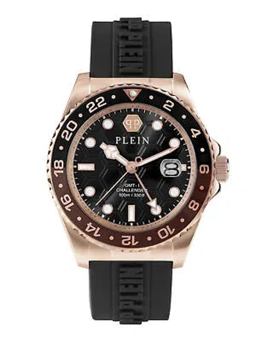 Pre-owned Philipp Plein Mens Gmt-i Challenger Rosegold 44mm Strap Fashion Watch