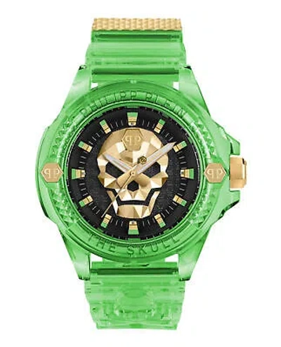 Pre-owned Philipp Plein Mens Green 44mm Strap Fashion Watch