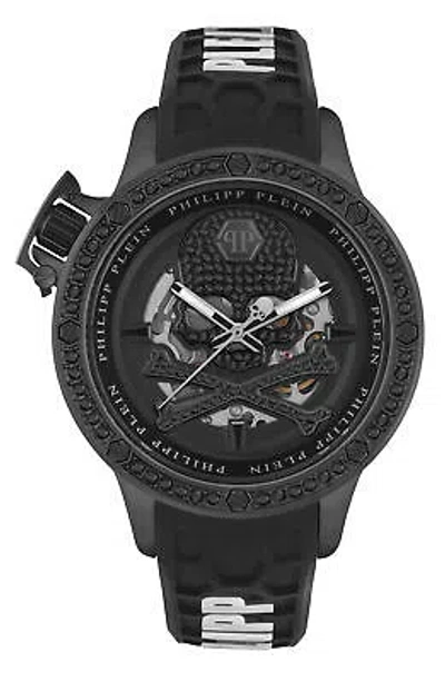 Pre-owned Philipp Plein Mens Ip Black 46mm Strap Fashion Watch