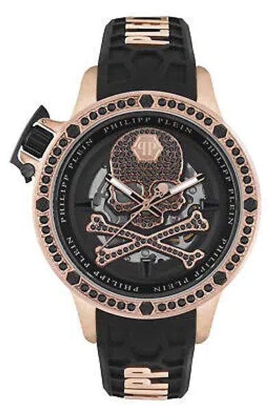 Pre-owned Philipp Plein Mens Ip Rose Gold 46mm Strap Fashion Watch