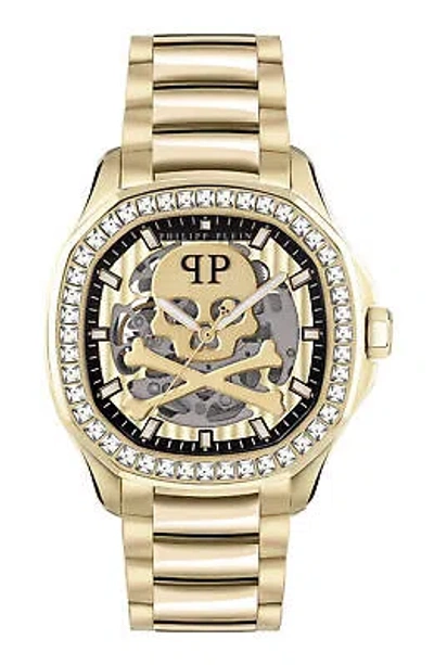 Pre-owned Philipp Plein Mens Ip Yellow Gold 42mm Bracelet Fashion Watch