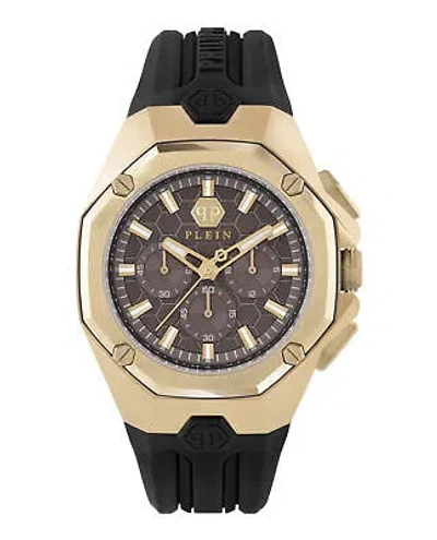 Pre-owned Philipp Plein Mens Octagon Gold 44mm Strap Fashion Watch