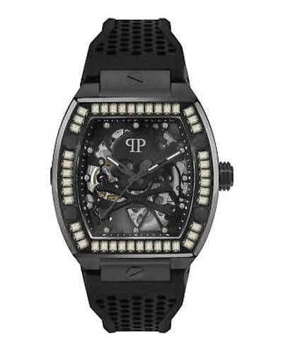 Pre-owned Philipp Plein Mens The $keleton Black 44mm Strap Fashion Watch