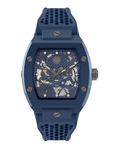 Pre-owned Philipp Plein Mens The $keleton Blue 44mm Strap Fashion Watch