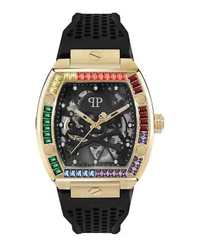 Pre-owned Philipp Plein Mens The $keleton Gold 44mm Strap Fashion Watch