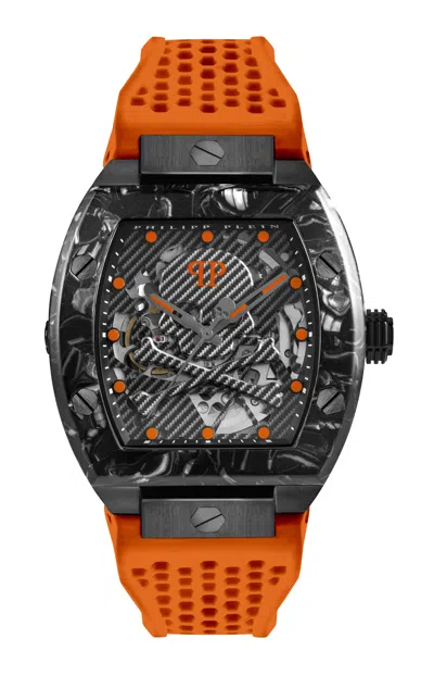 Pre-owned Philipp Plein Mens The $keleton Ip Black 44x56.2mm Strap Fashion Watch