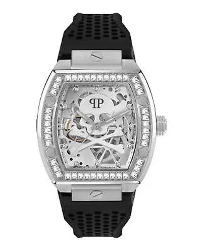 Pre-owned Philipp Plein Mens The $keleton Stainless Steel 44mm Strap Fashion Watch