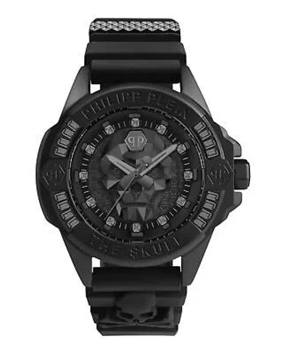 Pre-owned Philipp Plein Mens The $kull Black 41mm Strap Fashion Watch