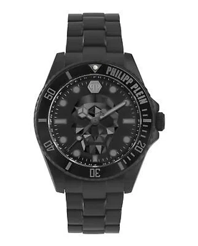 Pre-owned Philipp Plein Mens The $kull Ip Black 44mm Bracelet Fashion Watch