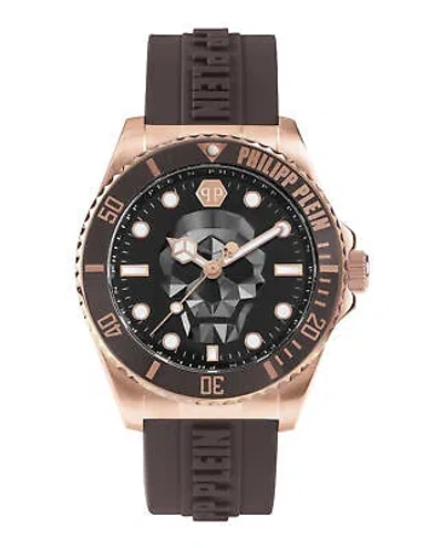 Pre-owned Philipp Plein Mens The $kull Rose Gold 44mm Strap Fashion Watch