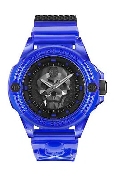 Pre-owned Philipp Plein Mens Transparent Blue 45mm Strap Fashion Watch