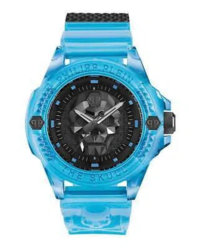 Pre-owned Philipp Plein Mens Wristwatch  Skull Duba Pwwaa0724 Resin Blue