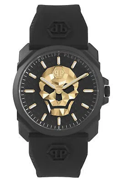 Pre-owned Philipp Plein Mens Wristwatch  Skull King Pwlaa0322 Silicone Black