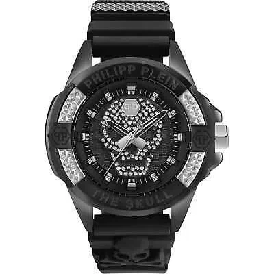 Pre-owned Philipp Plein Mens Wristwatch  The Skull Pwaaa1421 Silicone Black