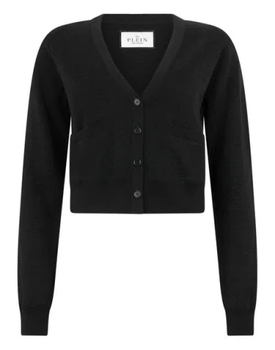 Philipp Plein Merino Wool Cardigan Jacquard Monogram Women In Multi