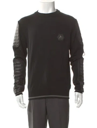 Pre-owned Philipp Plein Merino Wool Graphic Print Pullover In Black