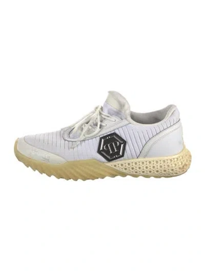 Pre-owned Philipp Plein Mesh Graphic Print Chunky Sneakers In White
